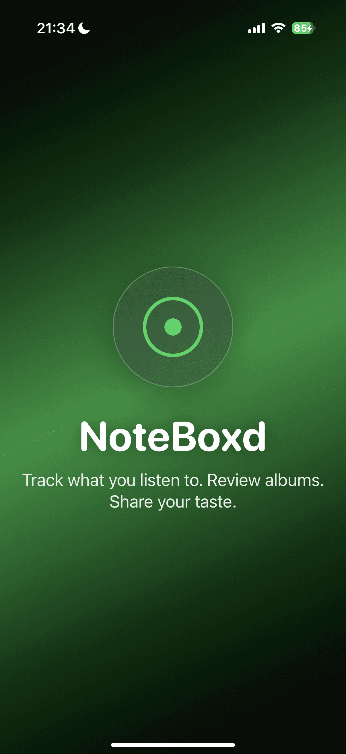 NoteLogd app home feed showing shared tracks and playlists